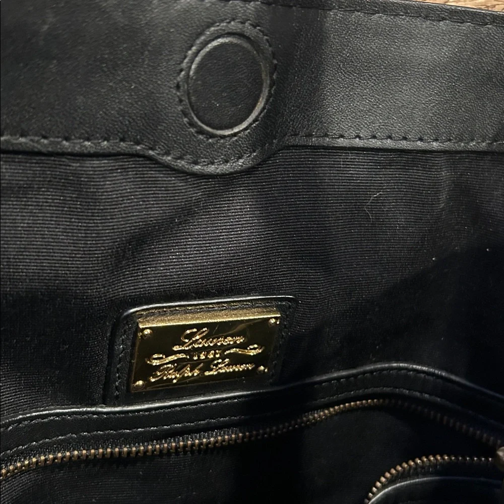 LAUREN RALPH LAUREN Woodbridge Leather Large Hobo Black